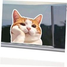 2Pack Cute Orange Cat Daydreaming Vinyl Decal 4.72"x4.72", Adorable Feline