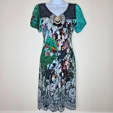 Mini Singh Beaded Chiffon Dress Sz M Boho Colorful Embellished Art To Wear