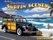 Retro Surfing Calendar 2026 Monthly By Larry Grossman