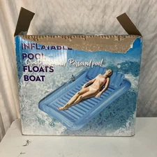 New Large Inflatable Pool Floaty Raft Boat Swimming Pool Water Lounger Blue