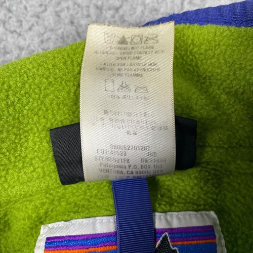 Patagonia Jacket Kids Medium 10 Green Synchilla 1/4 Zip Fleece Pullover Sweater - Picture 6 of 18