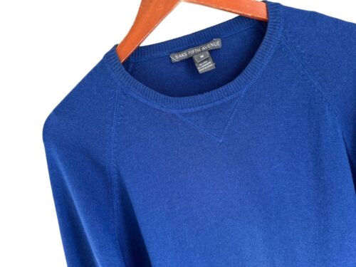 Saks Fifth Avenue Womens Blue Silk & Cashmere Blend Long Sleeve Sweater M - Picture 3 of 7