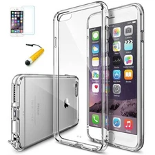 Clear silicone for   iPhone 6 protective skin cover includes 2 screen protectors