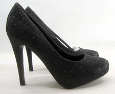new TOP MODA Black Glitter 5"High Stiletto Heel ROUND  Toe Shoes WOMEN Size 8
