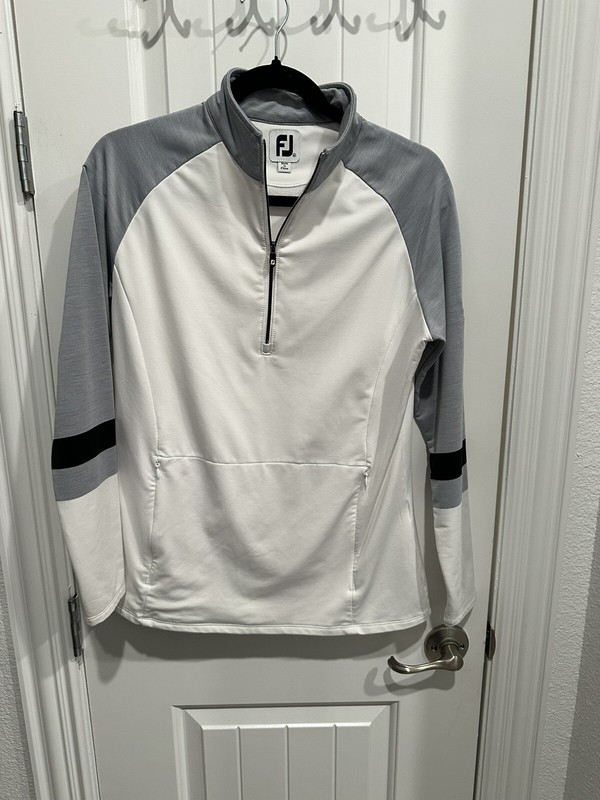 Women’s Footjoy Quarter Zip Pullover. Size Medium. White & Gray