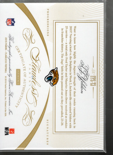 B4591- 2015 Panini Flawless Progressions Signatures #FPSTY T.J. Yeldon Auto /25 - Picture 2 of 2