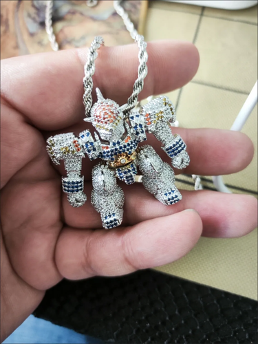 Hip Hop 3A+ CZ Stone Bling Iced Out Big Cartoon Mech Warrior Gundam Pendants - Picture 3 of 11