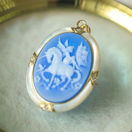 F18 Unicorno Cavallo Con Fatina Perla Aghata Blu Ciondolo Anello Argento 925 - Imagen 5 de 8
