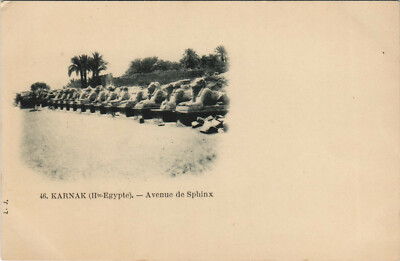PC EGYPT, KARNAK, AVENUE DE SPHINX, Vintage Postcard (b40480)