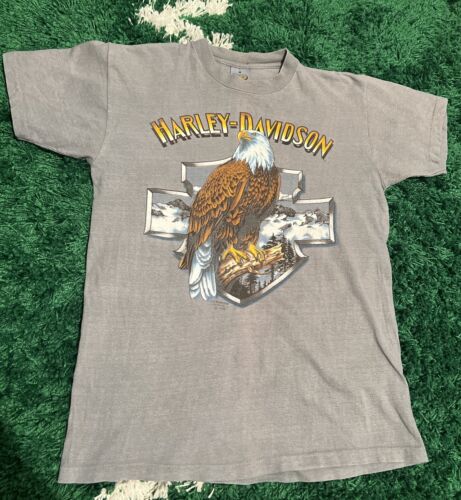 Vintage Harley Davidson 3D Emblem T Shirt Sz Medium Eagle Shield Logo 1990