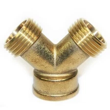 Brass 3/4"Inch Pipe to  2 Way Garden Hose Thread Y Splitter Connector Fitting