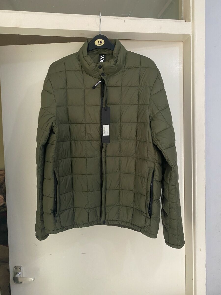 REPLAY Men's M8006 Army Green Khaki Zip Up Light Quilted Jacket Jacket £110  | eBay