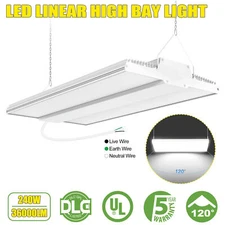 240W LED Shop Light Fixture Industrial Warehouse Ceiling Linear High Bay Lights
