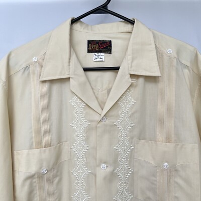 Guayabera Shirt Vintage 50s 60s Evan Size L/XL 17.5 Beach Camp