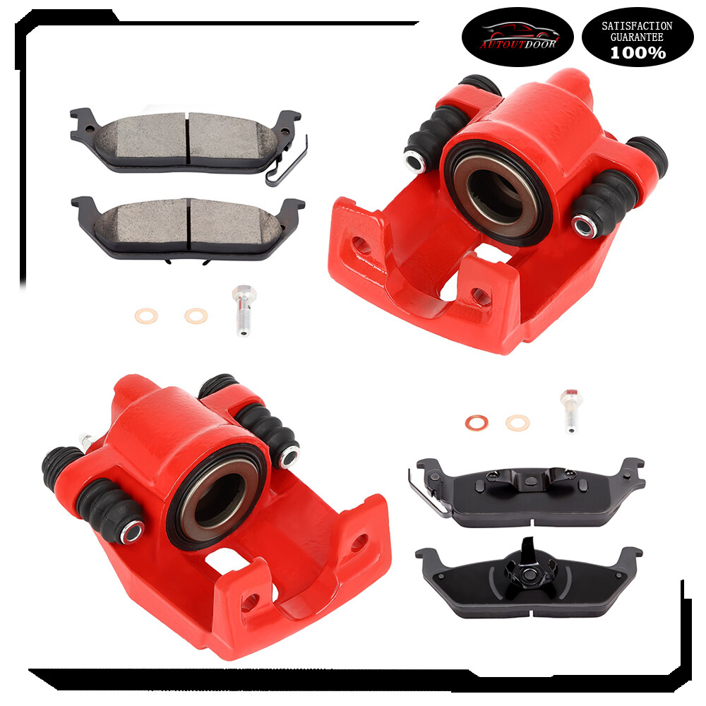 Rear Brake Calipers + Ceramic Pads For 04-11 Ford F-150 06-08 Lincoln Mark LT