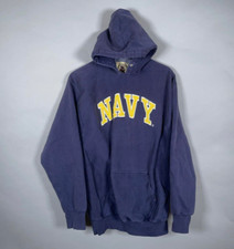 Navy Midshipmen Embroidered Hoodie Adult Large Dark Blue Heavy Sweatshirt