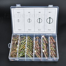50 Lynch Pin Set Linchpin Locking Pin Clip Assortment For Trailers Tractor Lorry