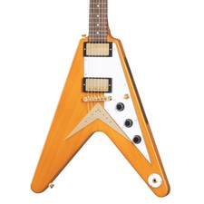 Epiphone 1958 Korina Flying V Electric Guitar, Aged Natural W/white Pickguard