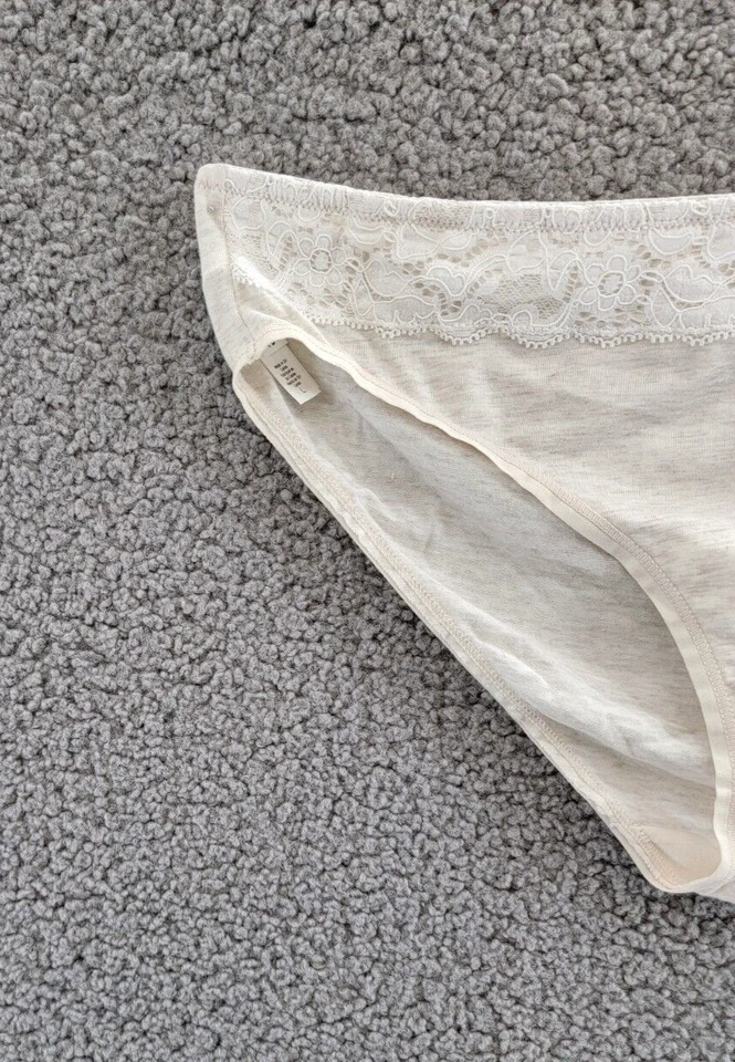 Braguita de bikini Le Mystere Touch para mujer L beige jaspeado encaje superposición cintura elástica Foto 3 de 4