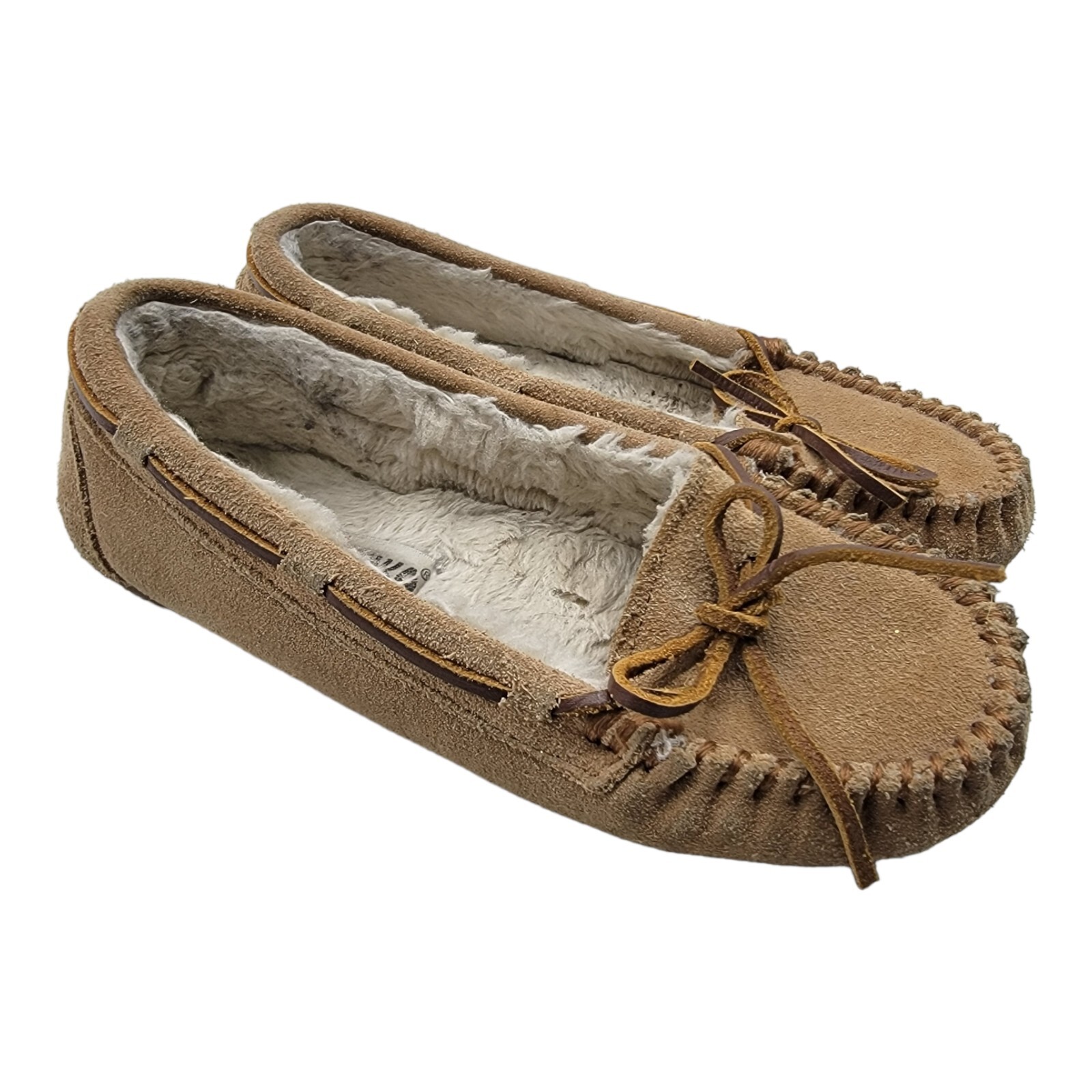 SAOLA Scarpa Minnetonka donna 6 mocassini scamosciati marroni foderati in pelliccia sintetica 4052 Cally suola rigida