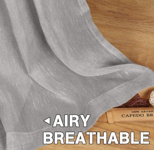 H.VERSAILTEX Natural Linen Blended Window Curtain Panels - Sheers 52x96 - Picture 4 of 8