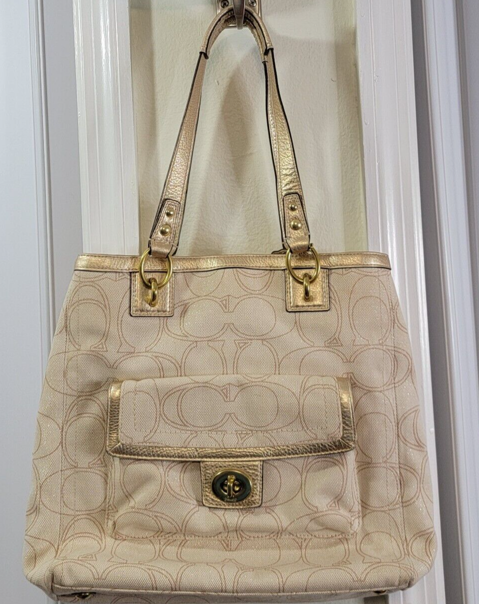 COACH PENELOPE LINEN SIGNATURE TOTE COACH F19266 | eBay