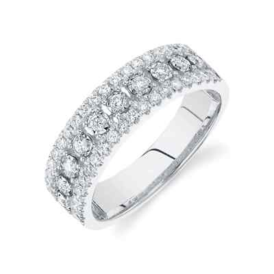 Damen Diamant Memory Wedding Band Ring 14K Weißgold 0.58CT Rund