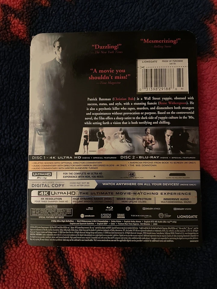 American Psycho 4K (Ultra HD / Blu-ray / Digital) + Rare / OOP Slipcover ~ NEW - Image 2 of 4