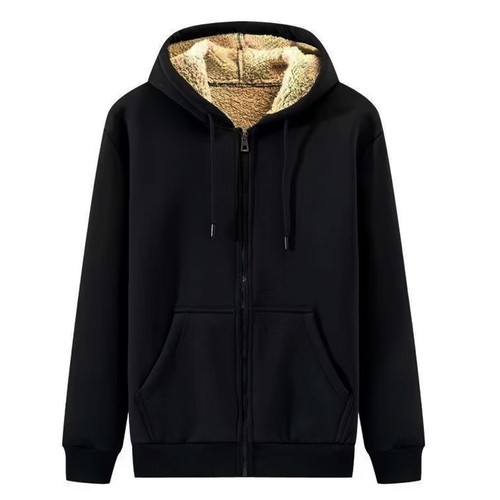 Men's Casual Winter Full Zip Up Hoodies Sherpa Fleece Sweatshirt Hooded Jacket - Picture 11 of 14
