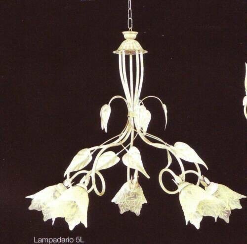 Lampadario Shabby Chic 5 Luci Ferro Battuto: Illuminazione Sala Elegante