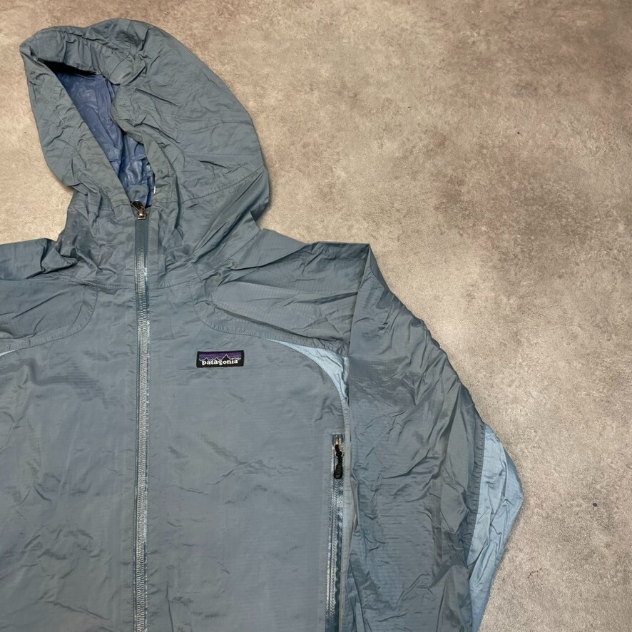 Patagonia Rain Jacket Womens Small Y2K Full-Zip Hiking Windbreaker Coat, Grey image 2