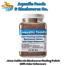 .8mm FLOATING California Blackworm Pellets with Color Enhancers Vitamins. JAR