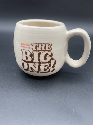 Dunkin Donuts The Big One Vintage Beige Ceramic Coffee Mug Cup Thick Wall
