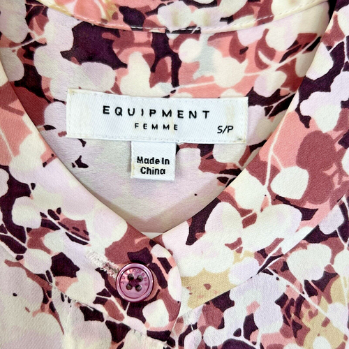 Equipment - Women's Blouse Boleyn Peach Floral Long Sleeve Fits S - M - Picture 17 of 22