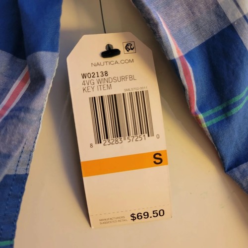 NAUTICA Mens Blue Plaid Button Down NWT Casual Shirt Small - Picture 3 of 9