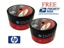 FREE PRIORITY SHIPPING  100-Pack HP 16X Logo DVD-R Blank Disc 4.7GB Bulk Pack