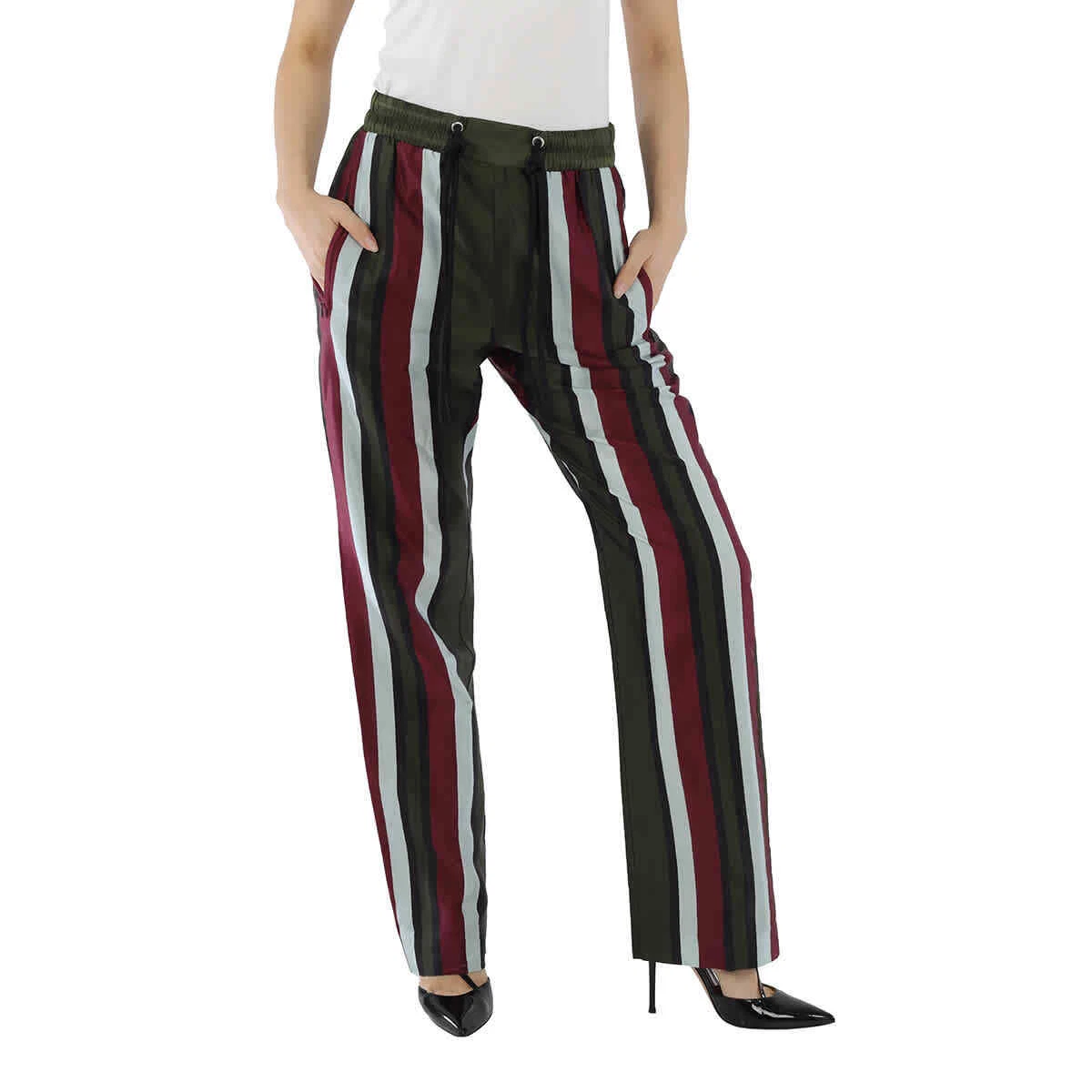 Burberry Ladies Cotton Silk Striped Tailored Track Pants eBay