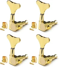 Gold 4 in Line Sealed Electronic Bass Replacement Tuners Tuning Pegs Keys