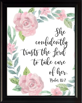 Psalm 112:7 She Confidently Poster Print Picture or Framed Wall Art