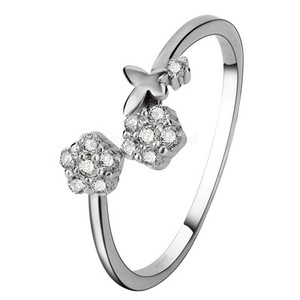 Womens 925 Sterling Silver Cz Flower Erfly Stack Ring Wedding Image Is Loading Womens 925 Sterling Silver Cz Flower Erfly Stack