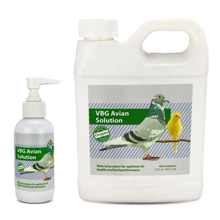 VAN BEEK VBG Avian Solution - Natural Product with Oregano for Bird GI Health (4oz, 32oz)