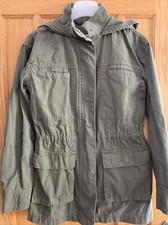 Universal Thread Khaki Green Jacket, Xs, Hood, Pockets, Adjustable Waist