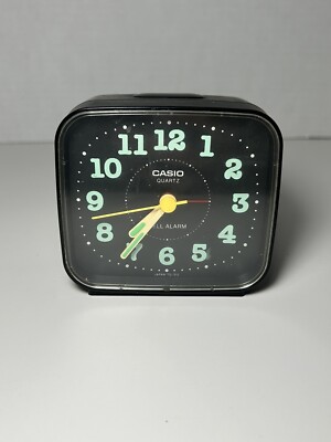 Vintage Casio TQ-312 Small Black Travel Neobrite Display Analog Alarm Clock