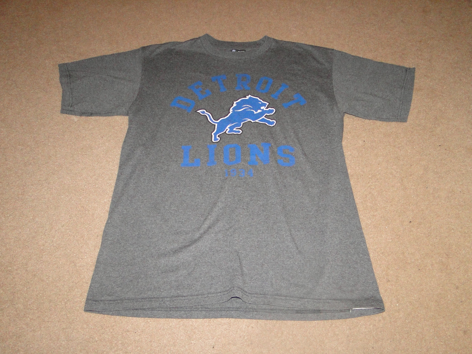 DETROIT LIONS TEAM NFL T SHIRT ADULT SIZE LARGE BEAUTIFUL GRAY SHIRT