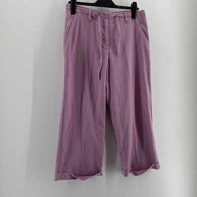 Mia Moda Womens Trousers Size 12 Pink Cropped Pants Summer Casual 