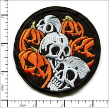 18 Pcs Embroidered Iron on patches Skull Pumpkin 77x77mm AP021pH