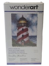 Lighthouse Beach Scene Wonderart Sailors Beacon Latch Hook Kit 15" X 20" sealed