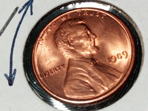 Mint Error Coin Lincoln 1c Cent Penny 1989 p OBVERSE AND REVERSE PLATING RIDGE - Picture 2 of 24