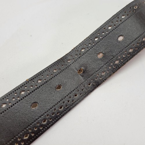 Split Leather Belt 36 Brogue Cut Out Bench Made Brown 134 Vtg - Picture 10 of 14