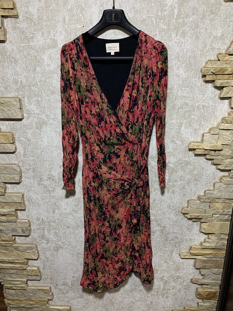 Sezane Armonie Red Floral Wrap Dress Size 36 | eBay